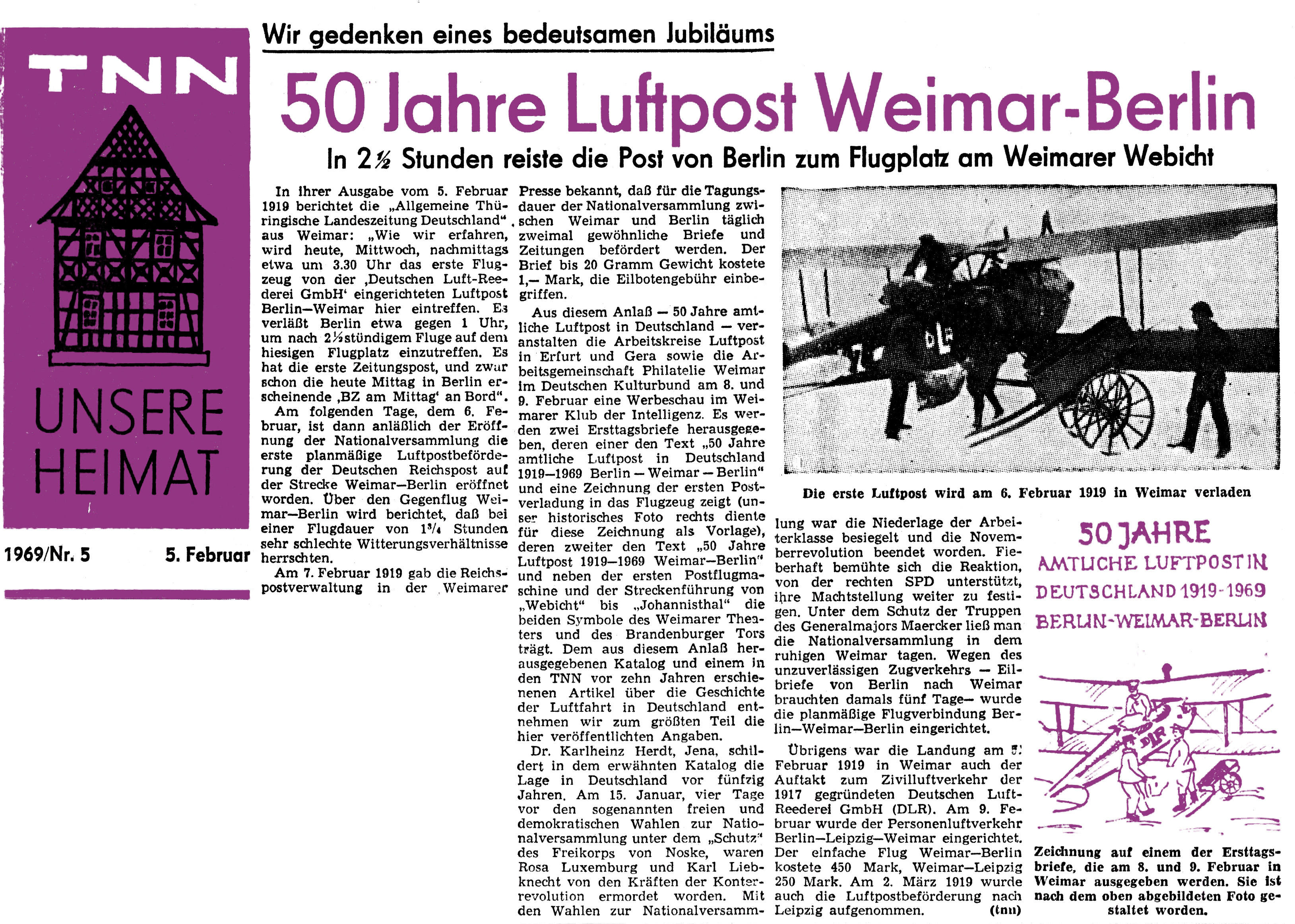 50 Jahre Luftpost Weimar-Berlin